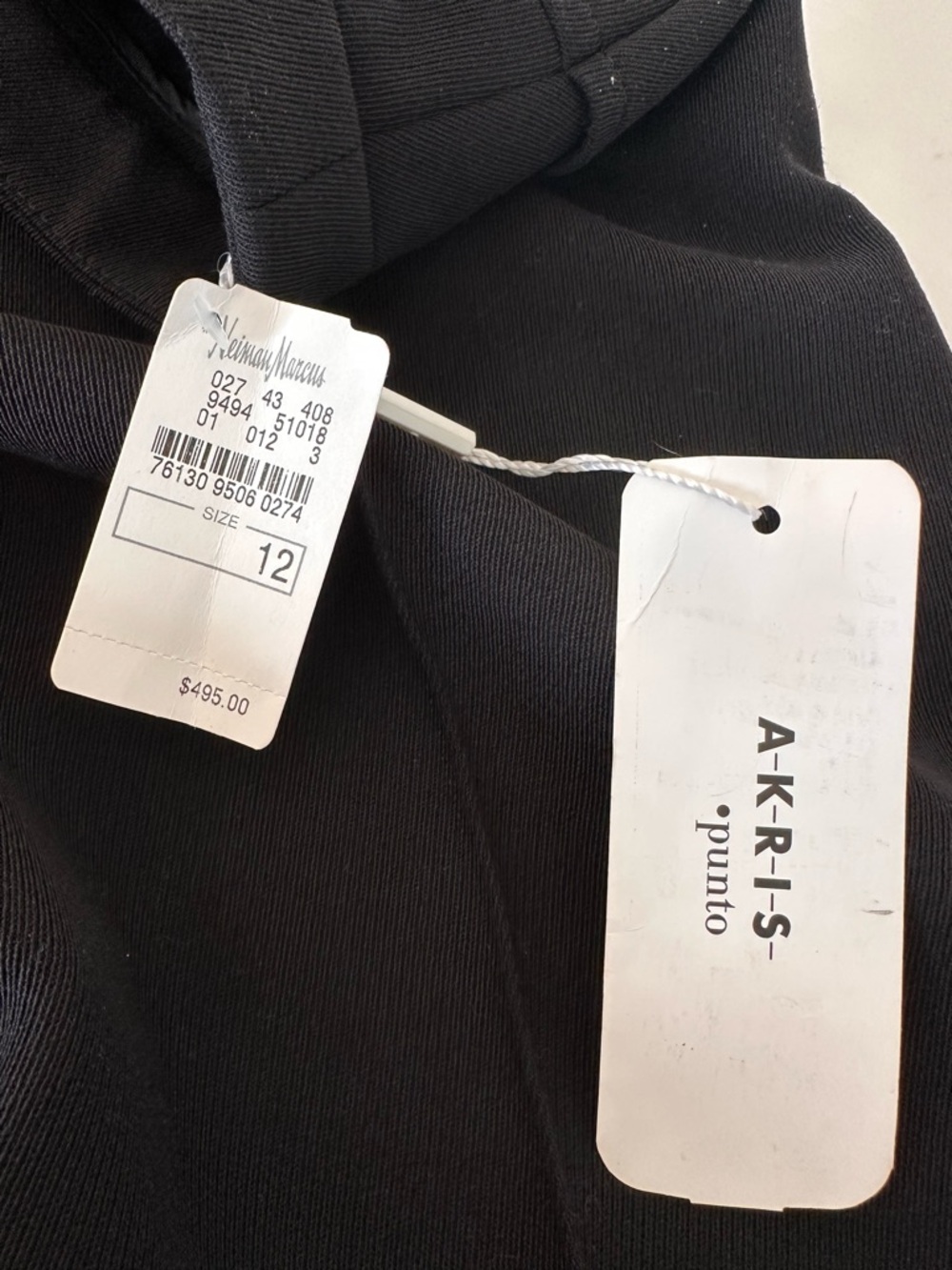 NWT $495 Akris Punto Black “Francesca” Stretch Wool Blend Trousers Pintuck US 12 - Picture 9 of 9